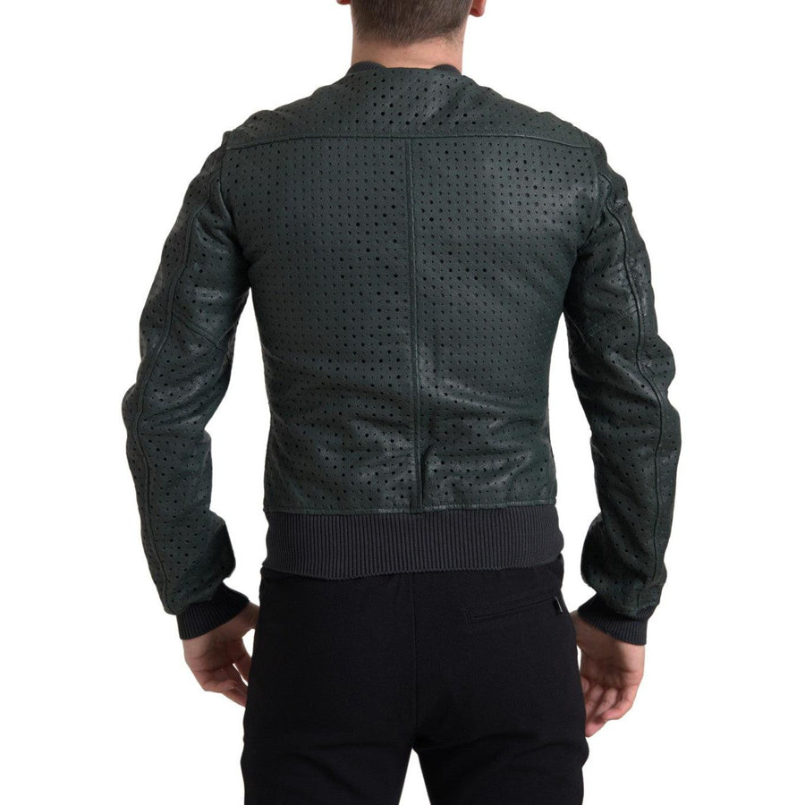 Dolce & Gabbana Emerald Green Goatskin Bomber Jacket