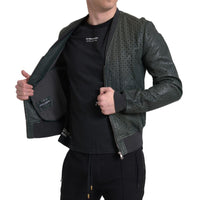 Dolce & Gabbana Emerald Green Goatskin Bomber Jacket