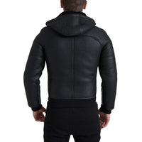 Dolce & Gabbana Elegant Black Leather Full Zip Hoodie