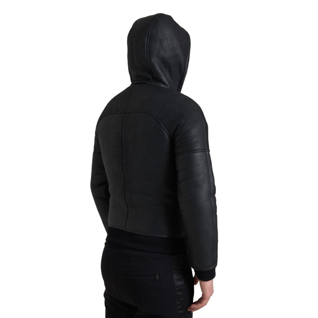 Dolce & Gabbana Elegant Black Leather Full Zip Hoodie