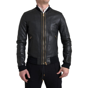 Dolce & Gabbana Elegant Black Leather Biker Jacket