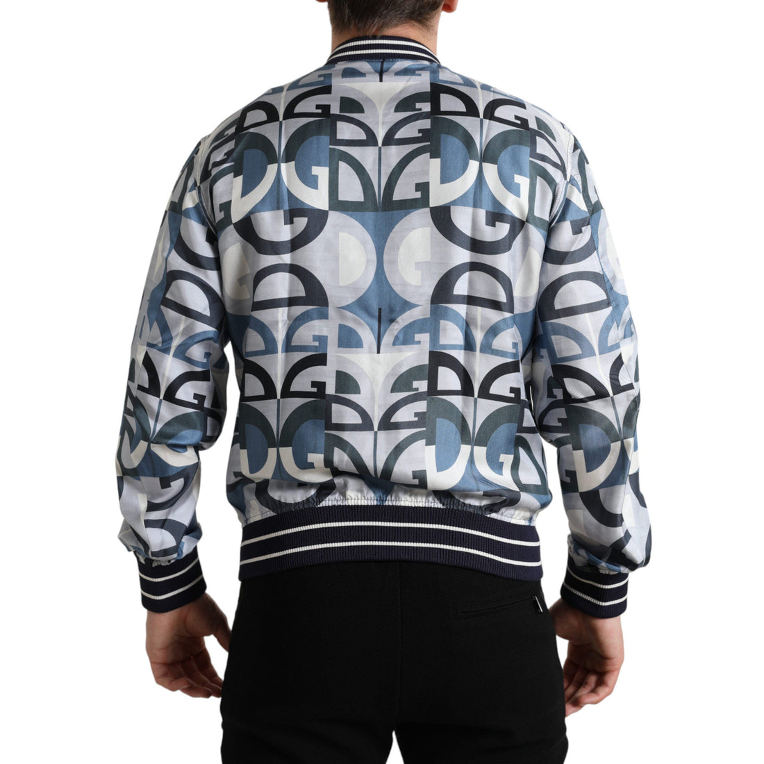 Dolce & Gabbana Multicolor Logo Print Bomber Blouson Jacket