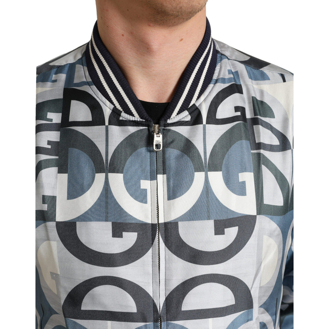 Dolce & Gabbana Multicolor Logo Print Bomber Blouson Jacket