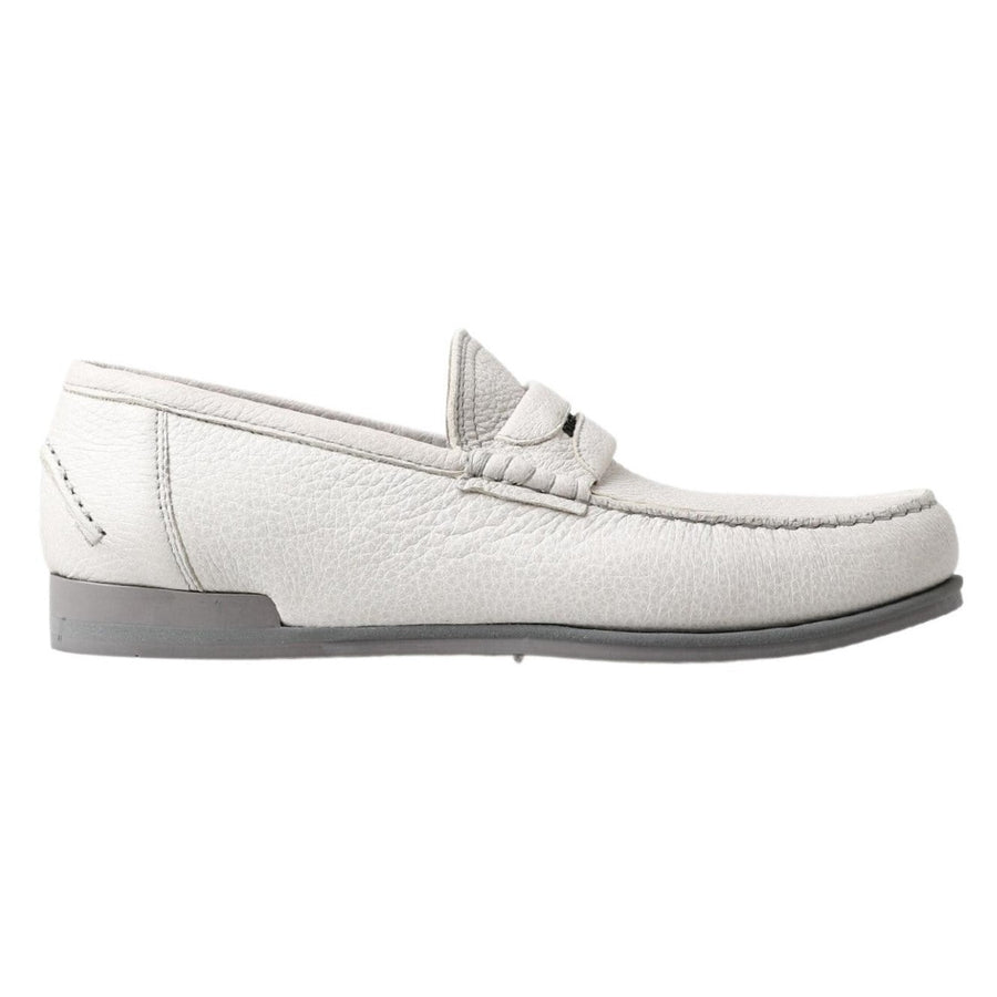 Dolce & Gabbana Elegant Light Grey Leather Loafers