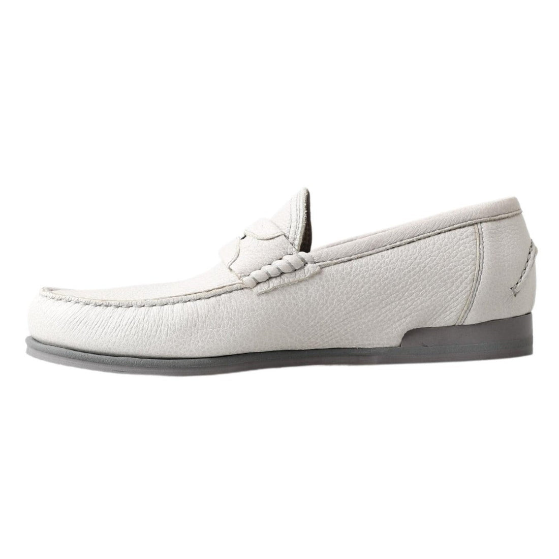 Dolce & Gabbana Elegant Light Grey Leather Loafers