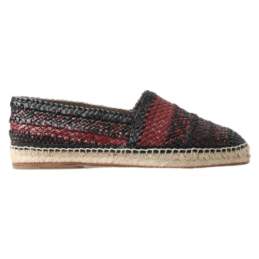 Dolce & Gabbana Black Bordeaux Buffalo Leather Espadrille Shoes