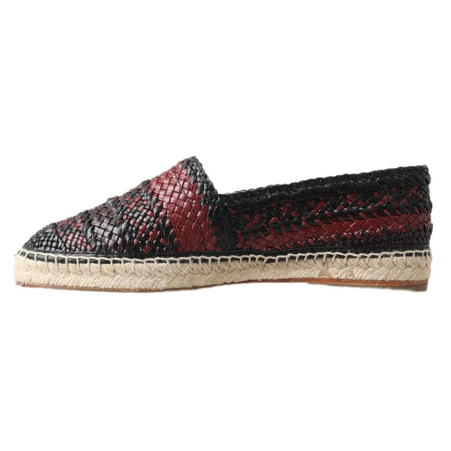 Dolce & Gabbana Black Bordeaux Buffalo Leather Espadrille Shoes