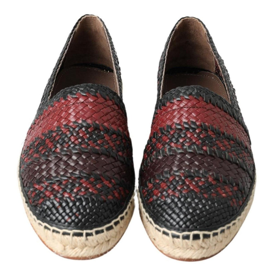 Dolce & Gabbana Black Bordeaux Buffalo Leather Espadrille Shoes