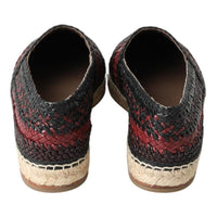 Dolce & Gabbana Black Bordeaux Buffalo Leather Espadrille Shoes