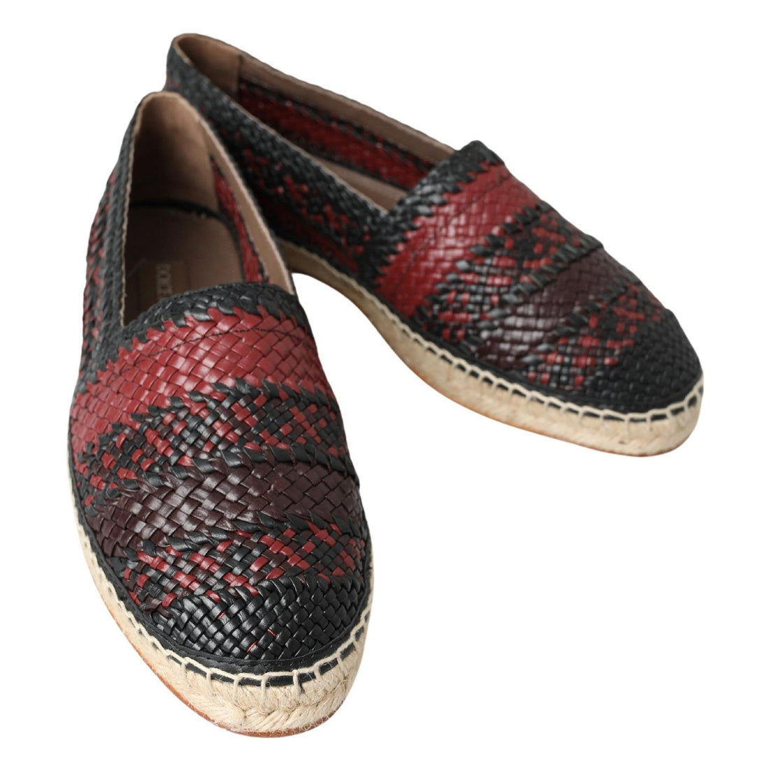 Dolce & Gabbana Black Bordeaux Buffalo Leather Espadrille Shoes