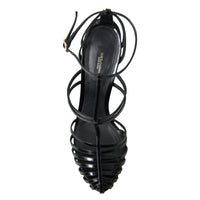 Dolce & Gabbana Elegant Black Leather Stiletto Sandals