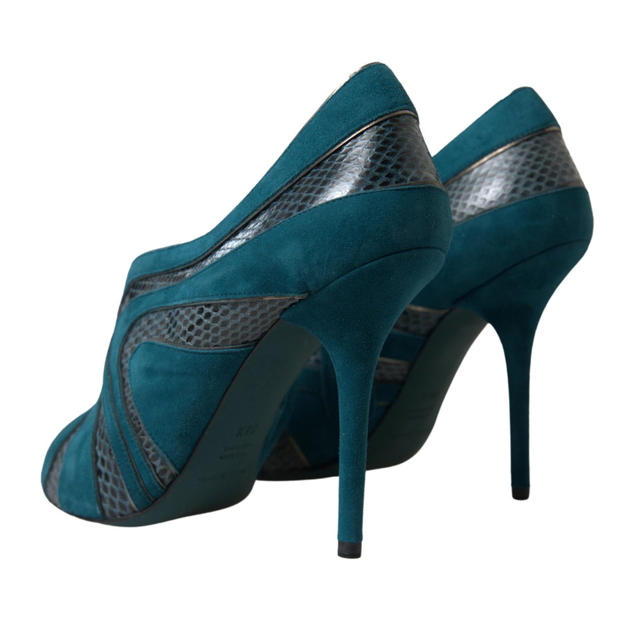 Dolce & Gabbana Chic Blue Peep Toe Stiletto Ankle Booties