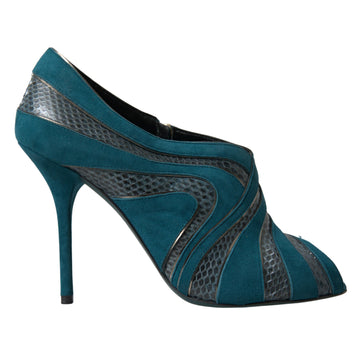 Dolce & Gabbana Chic Blue Peep Toe Stiletto Ankle Booties
