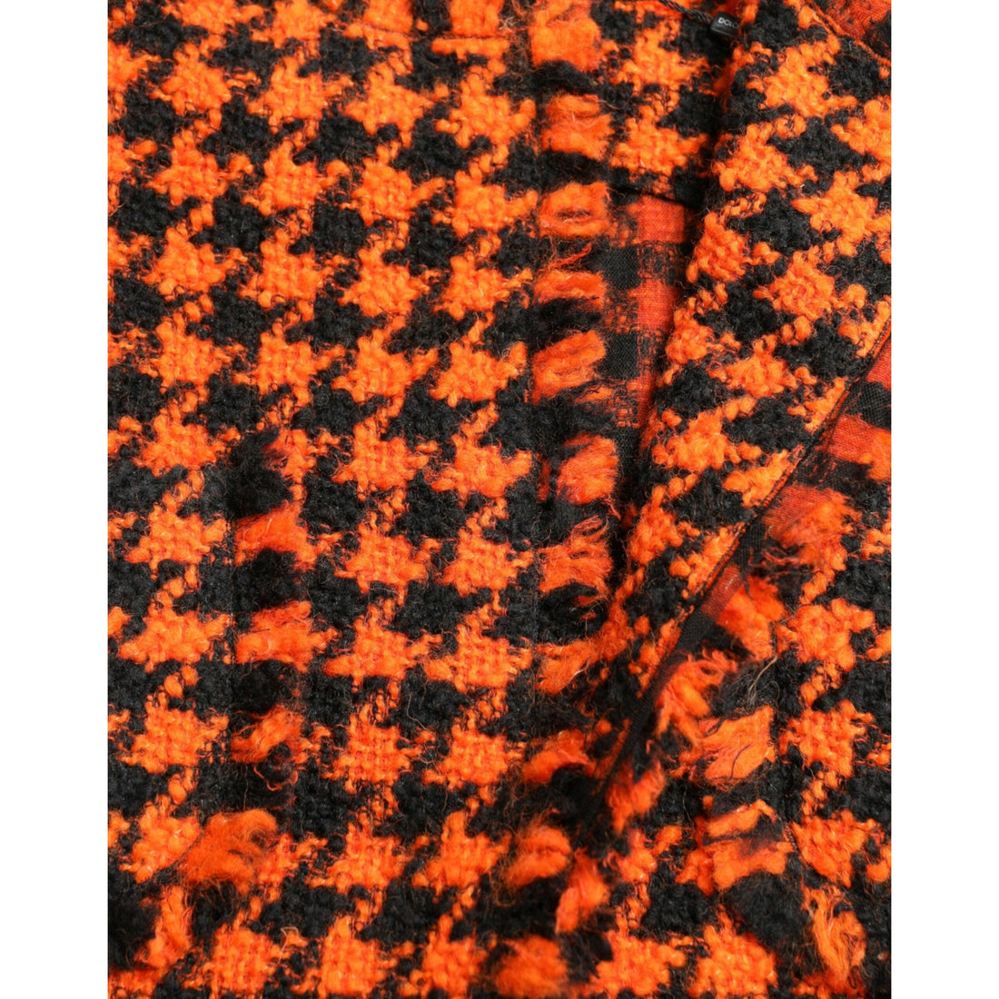 Dolce & Gabbana Orange Houndstooth Long Sleeve Coat Jacket