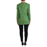 Dolce & Gabbana Green Floral Double Breasted Coat Jacket