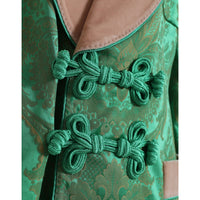 Dolce & Gabbana Green Floral Double Breasted Coat Jacket