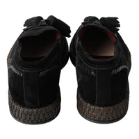 Dolce & Gabbana Black Suede Leather Casual Espadrille Shoes