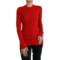 Dolce & Gabbana Red Cashmere Button Down Cardigan Sweater