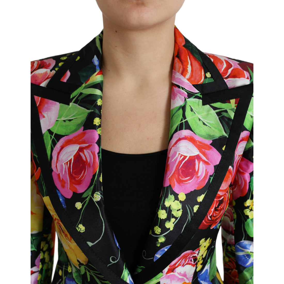 Dolce & Gabbana Multicolor Floral Print Silk Blazer Jacket