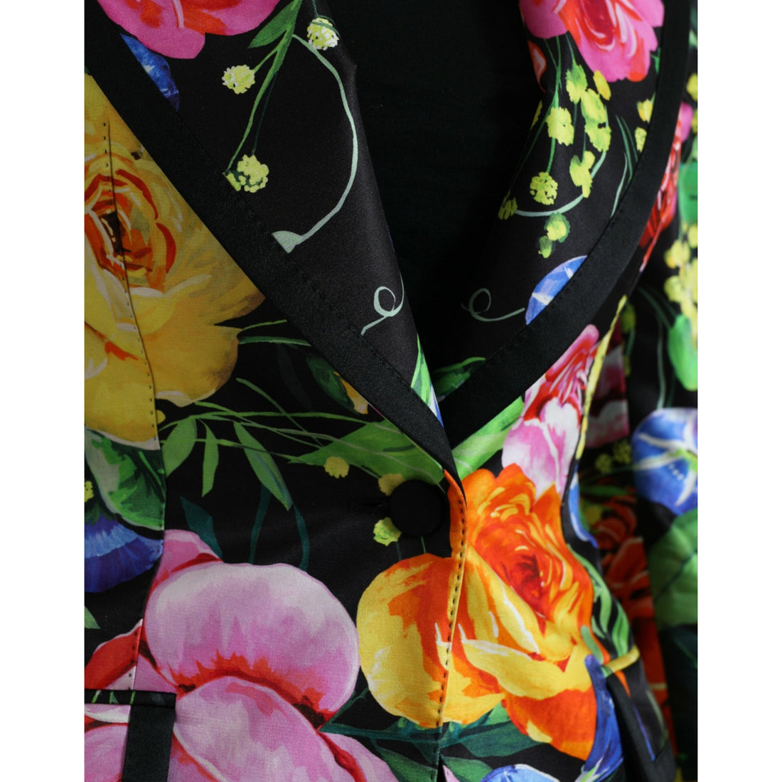 Dolce & Gabbana Multicolor Floral Print Silk Blazer Jacket