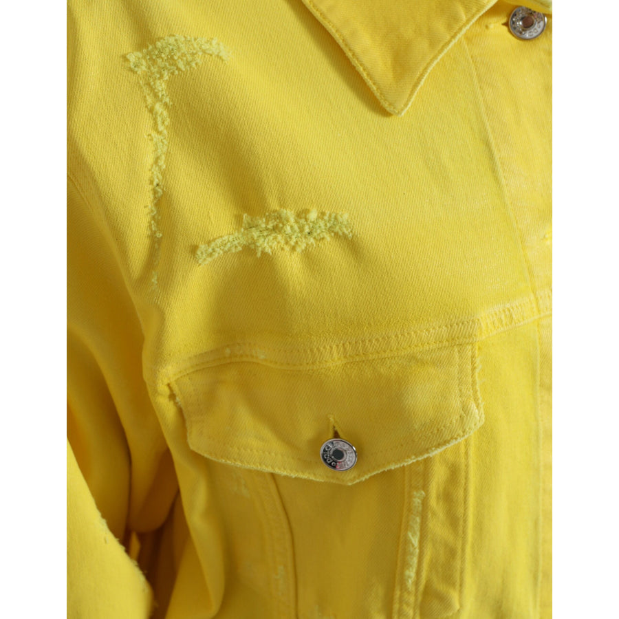 Dolce & Gabbana Yellow Cotton DENIM Jeans Coat Jacket