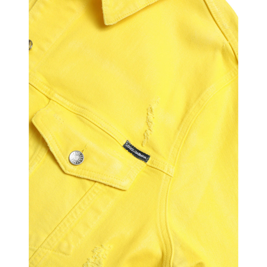 Dolce & Gabbana Yellow Cotton DENIM Jeans Coat Jacket