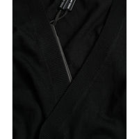 Dolce & Gabbana Black Wool V-neck Crossed Cardigan Sweater