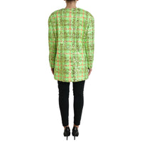 Dolce & Gabbana Green Nylon Sequinned Checkered Coat Jacket