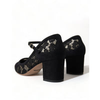 Dolce & Gabbana Elegant Suede Mary Jane Lace Heels