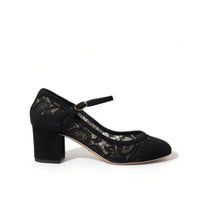 Dolce & Gabbana Elegant Suede Mary Jane Lace Heels