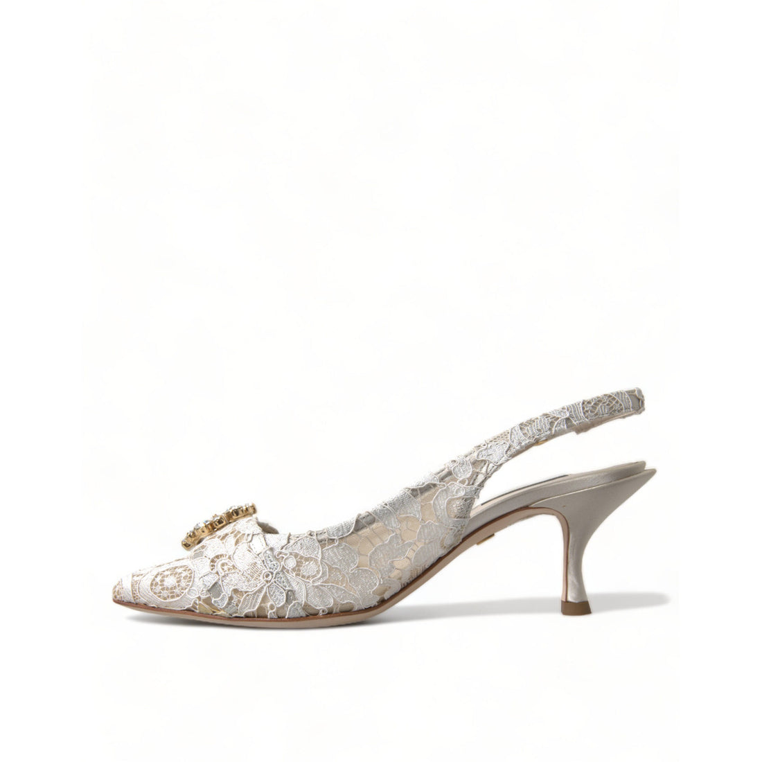 Dolce & Gabbana Elegant Lace Slingback Pumps with Crystal Accents