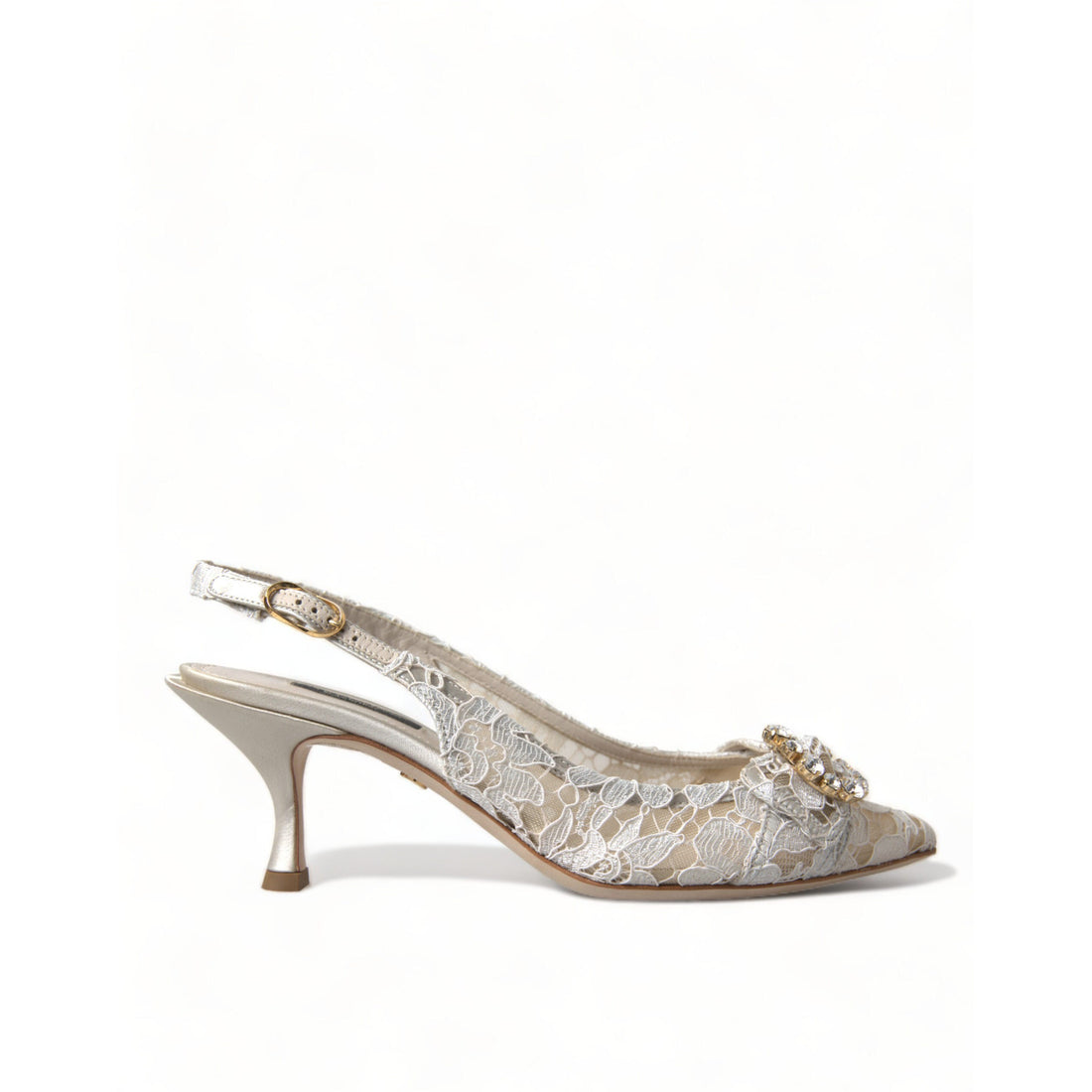 Dolce & Gabbana Elegant Lace Slingback Pumps with Crystal Accents