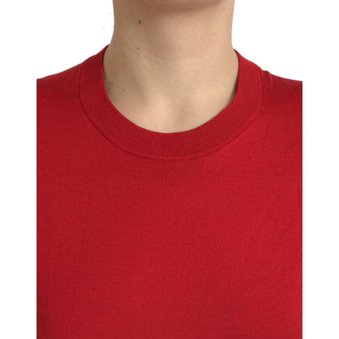 Dolce & Gabbana Red Silk Crew Neck Short Sleeves T-shirt Top