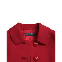 Dolce & Gabbana Red Wool Cropped Short Button Coat Jacket