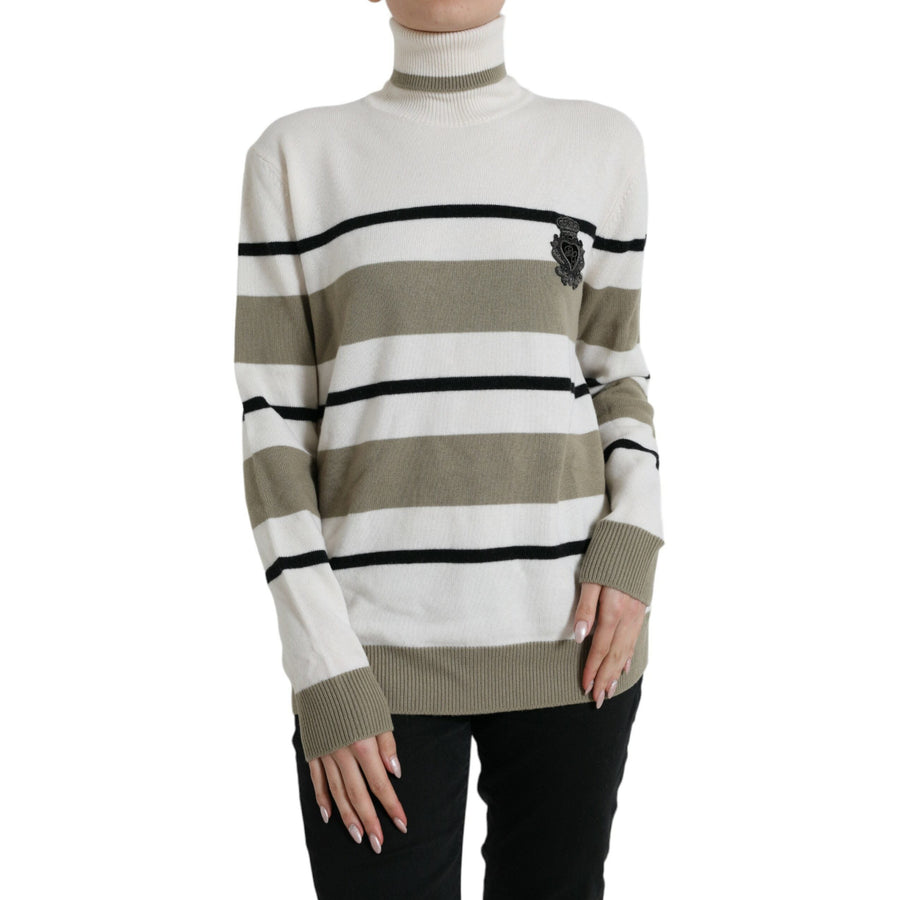 Dolce & Gabbana Multicolor Stripe Wool Logo Pullover Sweater