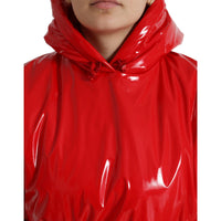 Dolce & Gabbana Shiny Red Hooded Cropped Short Coat Jacket