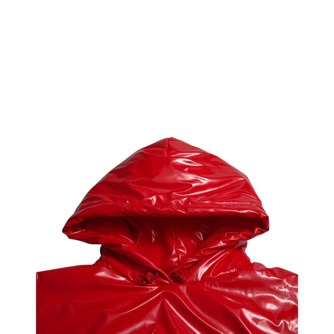 Dolce & Gabbana Shiny Red Hooded Cropped Short Coat Jacket