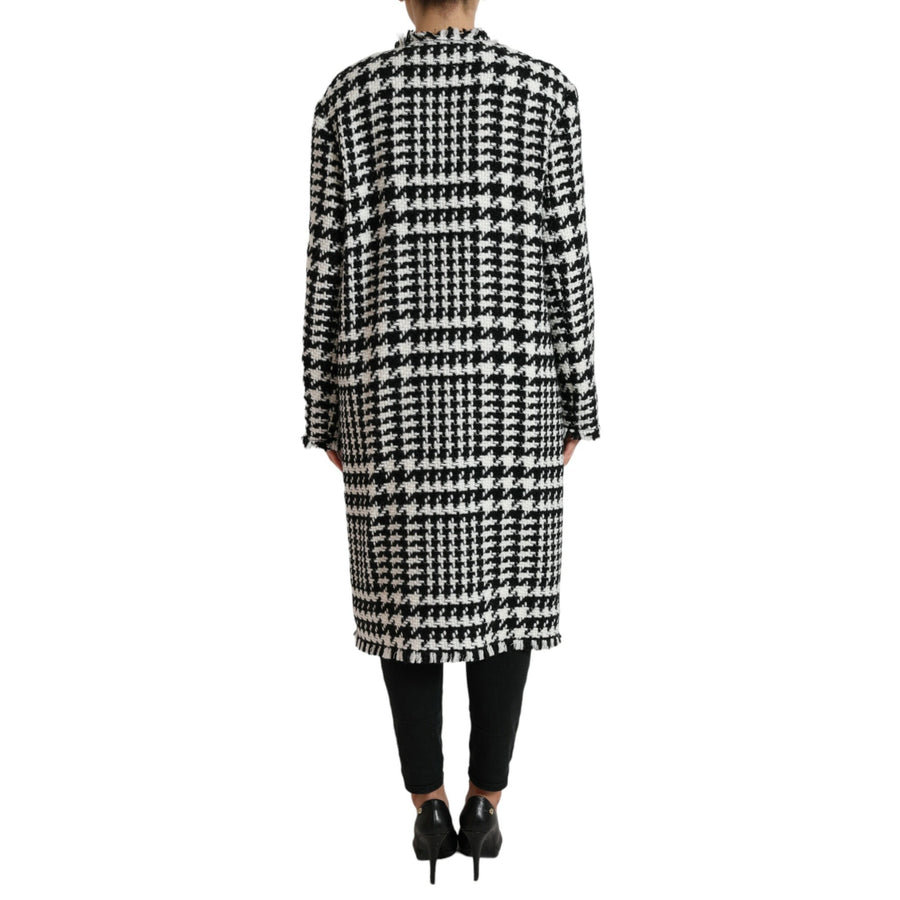 Dolce & Gabbana Elegant Houndstooth Long Trench Coat