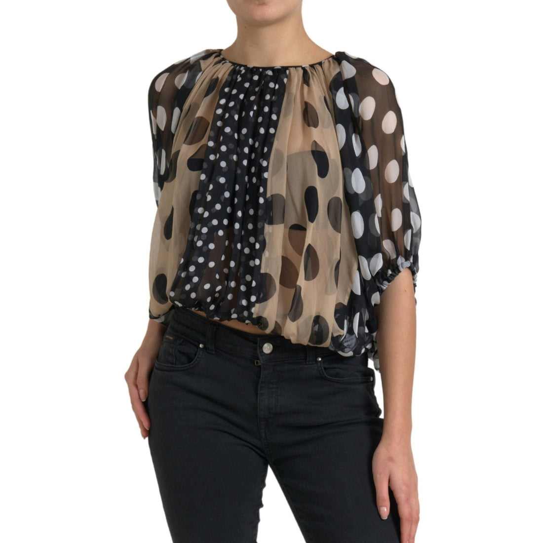 Dolce & Gabbana Elegant Polka Dot Silk Blouse