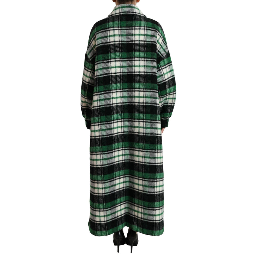 Dolce & Gabbana Green Plaid Long Sleeve Casual Coat Jacket