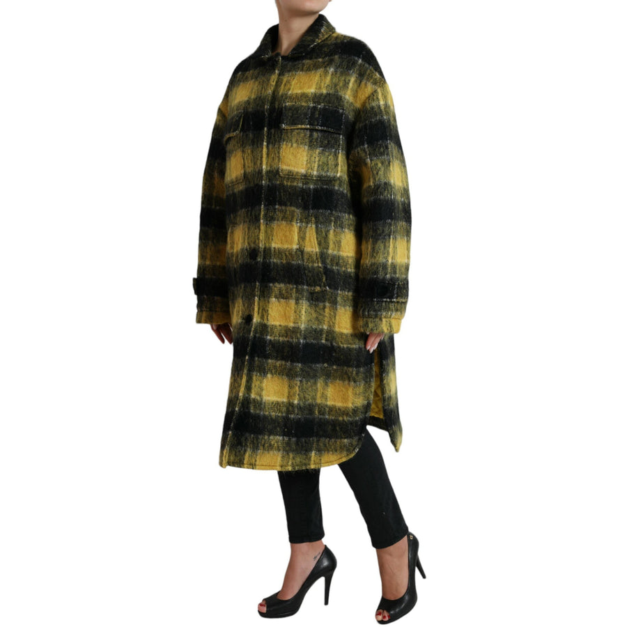 Dolce & Gabbana Yellow Plaid Long Sleeve Casual Coat Jacket