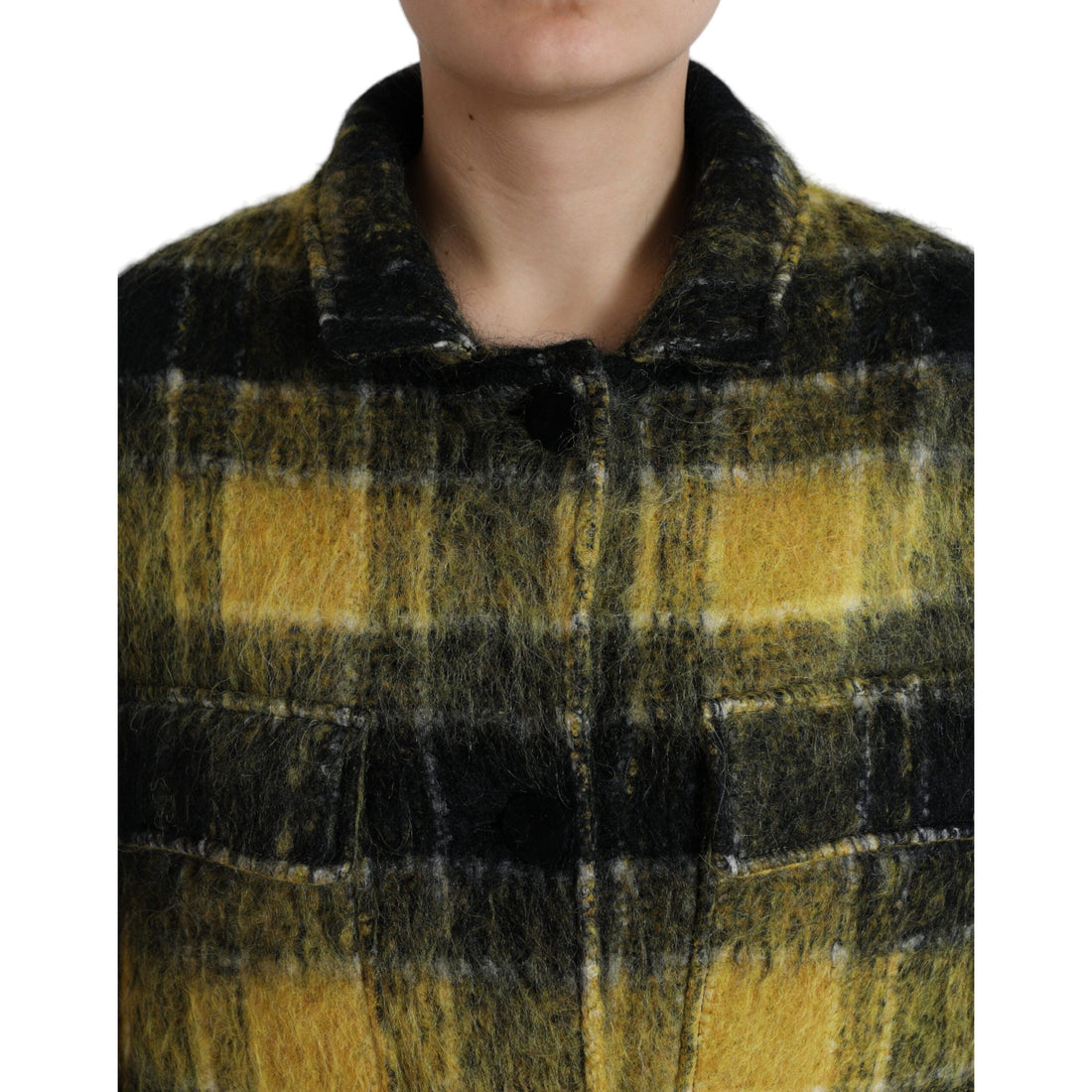 Dolce & Gabbana Yellow Plaid Long Sleeve Casual Coat Jacket