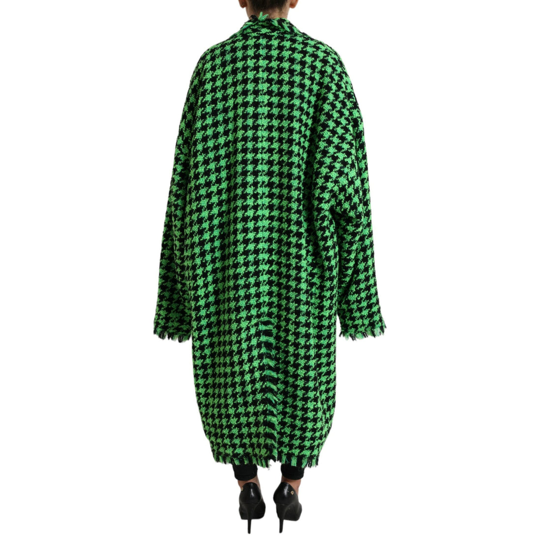 Dolce & Gabbana Green Houndstooth Full Sleeve Long Coat Jacket