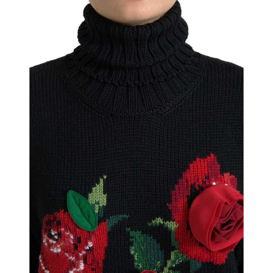 Dolce & Gabbana Elegant Floral Knitted Wool-Cashmere Sweater