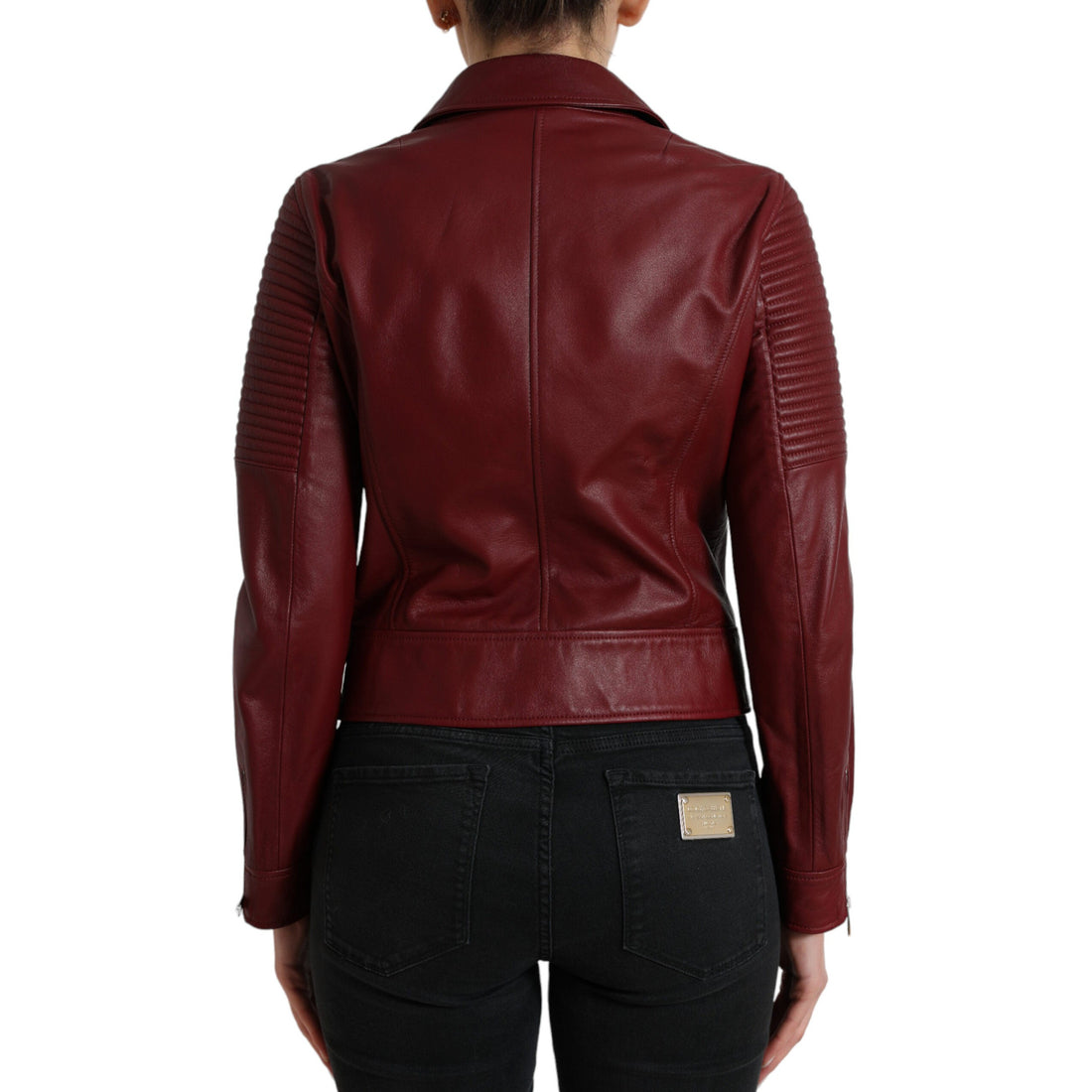 Dolce & Gabbana Bordeaux Biker Leather Jacket