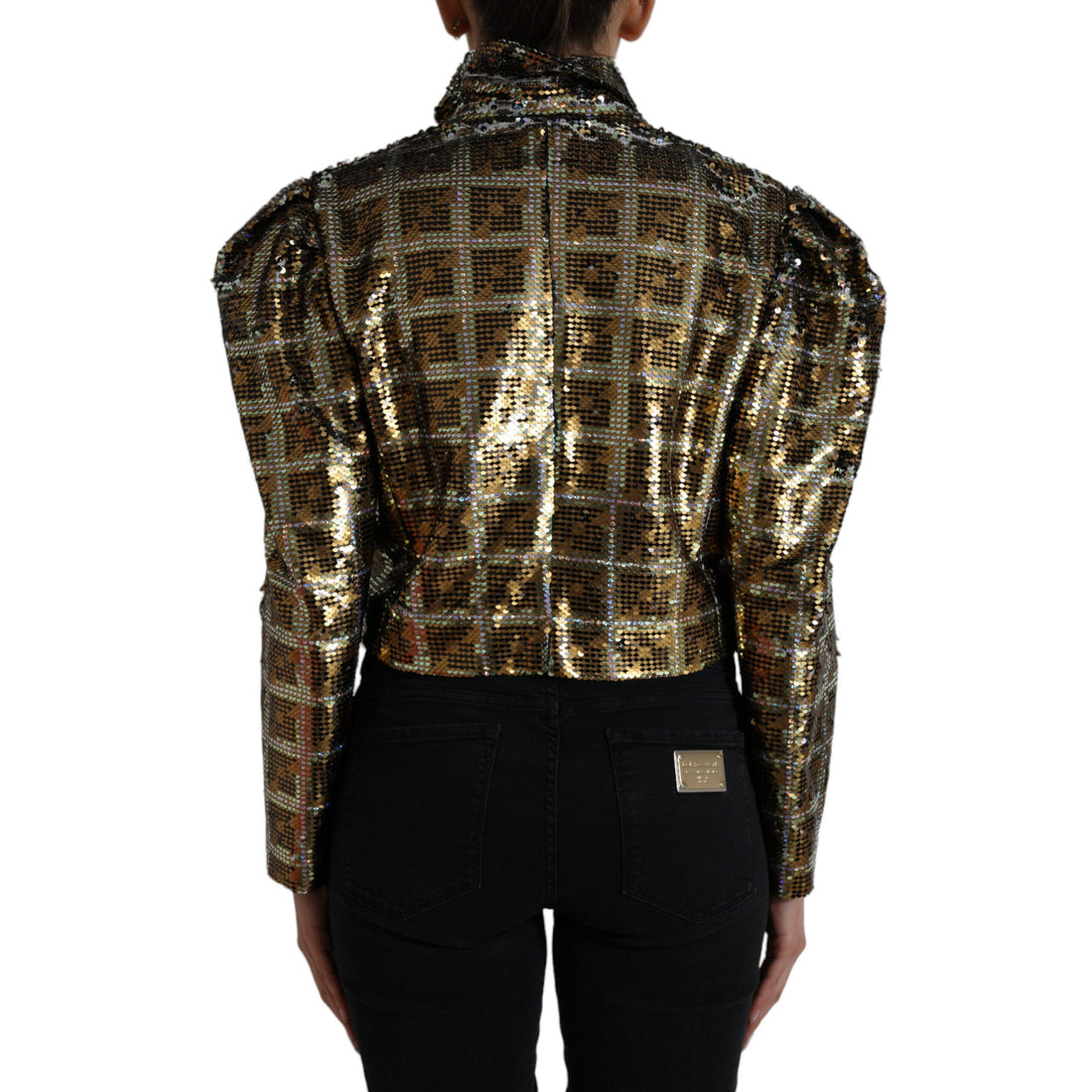 Dolce & Gabbana Multicolor Polyester Sequined Cropped Jacket