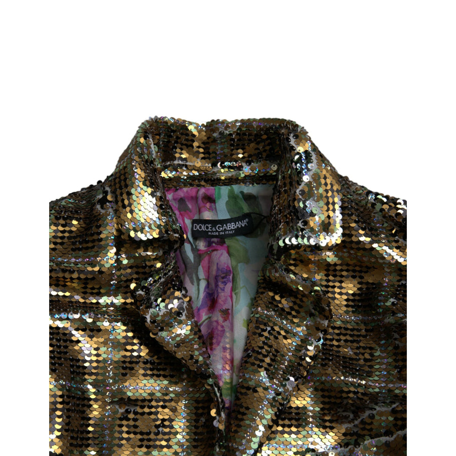 Dolce & Gabbana Multicolor Polyester Sequined Cropped Jacket