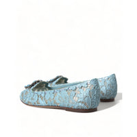 Dolce & Gabbana Elegant Floral Lace Aqua Vally Flats