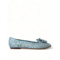 Dolce & Gabbana Elegant Floral Lace Aqua Vally Flats