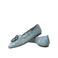 Dolce & Gabbana Elegant Floral Lace Aqua Vally Flats